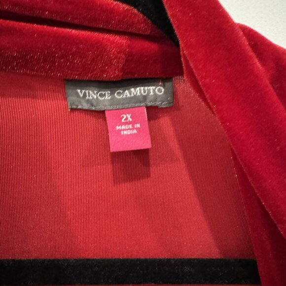 EUC 2xl Vince Camuto Red Velvet Cardigan Holiday Party Formal Dressy - Picture 2 of 4
